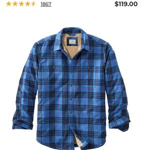 Men’s LL Bean Sherpa Lined Flannel Button Down